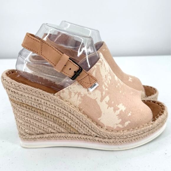 TOMS Women's Monica Natural Sand High Wedge Espadrille Sandal Size 10 - Picture 1 of 11